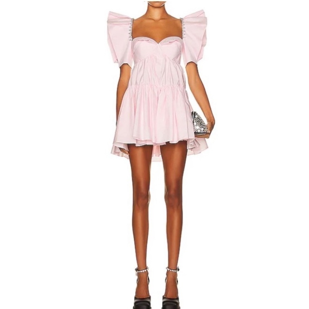 AREA Crystal Trim Poplin Mini Dress size 4